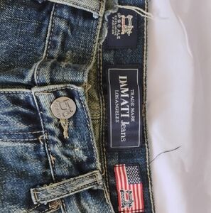 Medium-Wash Blue Jeans with Gold Stitching